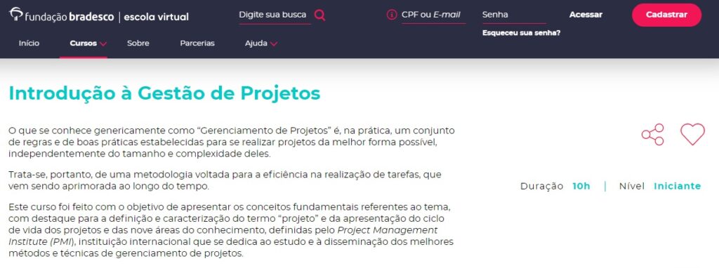 fundação bradesco gerenciamento de projetos