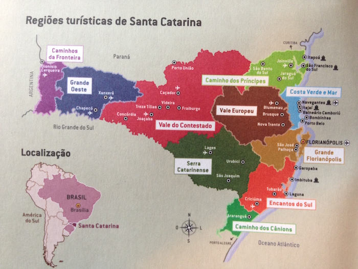 Mapa regiões turísticas de Santa Catarina