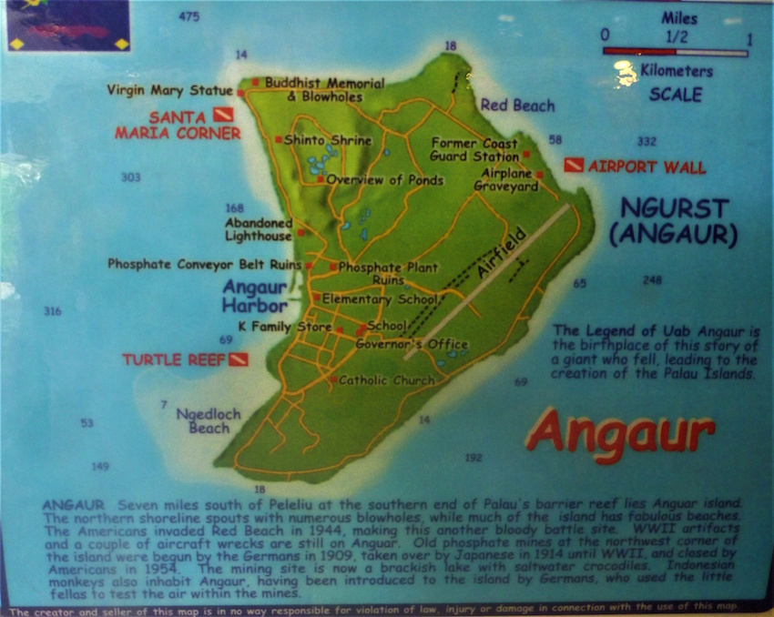 Mapa de mergulho de Angaur Palau