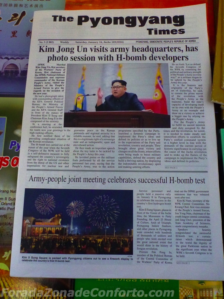 Pyongyang Times Coreia do Norte propaganda H-bomb teste