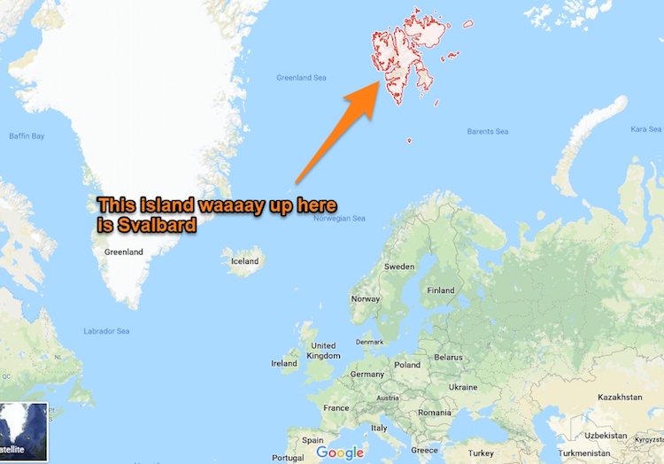 mapa localizando Svalbard