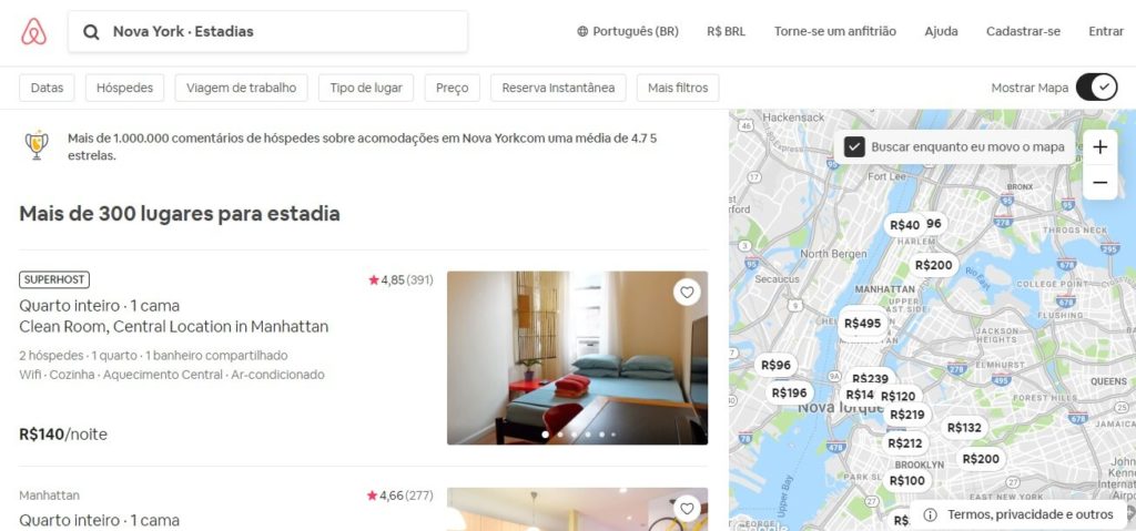 Mapa Airbnb