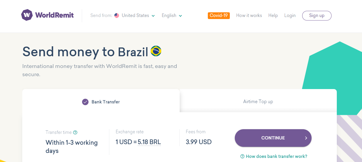 transferir dinheiro dos estados unidos pro brasil