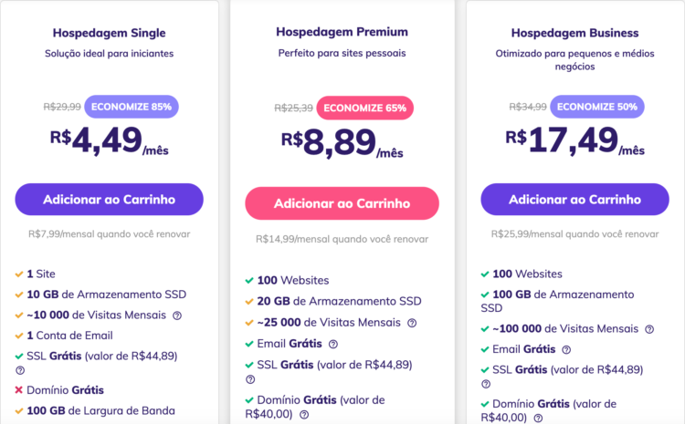 hostinger planos de hospedagem