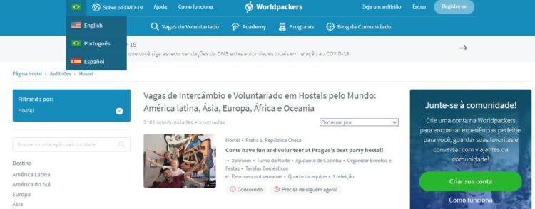 sites para encontrar trabalho voluntário no exterior